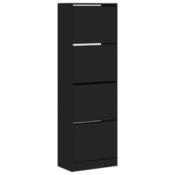 vidaXL Shoe Cabinet with 4 Flip-Drawers Shoe Storage Shelf Shoe Rack Cupboard - black, 60 x 34 x 187.5 cm