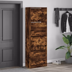 vidaXL Shoe Cabinet with 4 Flip-Drawers Shoe Storage Shelf Shoe Rack Cupboard - smoked oak, 60 x 34 x 187.5 cm - Additional view 2