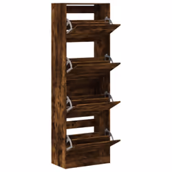 vidaXL Shoe Cabinet with 4 Flip-Drawers Shoe Storage Shelf Shoe Rack Cupboard - smoked oak, 60 x 34 x 187.5 cm - Additional view 4