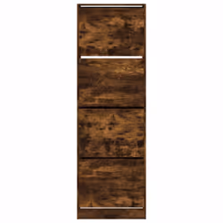 vidaXL Shoe Cabinet with 4 Flip-Drawers Shoe Storage Shelf Shoe Rack Cupboard - smoked oak, 60 x 34 x 187.5 cm - Additional view 5