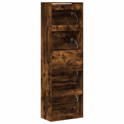 vidaXL Shoe Cabinet with 4 Flip-Drawers Shoe Storage Shelf Shoe Rack Cupboard - smoked oak, 60 x 34 x 187.5 cm - Additional view 7
