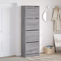 vidaXL Shoe Cabinet with 4 Flip-Drawers Shoe Storage Shelf Shoe Rack Cupboard - grey sonoma, 60 x 34 x 187.5 cm - Additional view 2