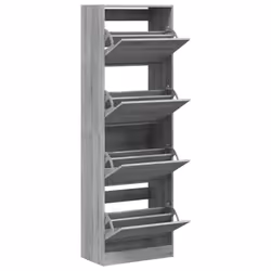 vidaXL Shoe Cabinet with 4 Flip-Drawers Shoe Storage Shelf Shoe Rack Cupboard - grey sonoma, 60 x 34 x 187.5 cm - Additional view 4