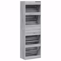 vidaXL Shoe Cabinet with 4 Flip-Drawers Shoe Storage Shelf Shoe Rack Cupboard - grey sonoma, 60 x 34 x 187.5 cm - Additional view 7