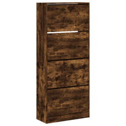 vidaXL Shoe Cabinet with 4 Flip-Drawers Shoe Storage Shelf Shoe Rack Cupboard - smoked oak, 80 x 34 x 187.5 cm