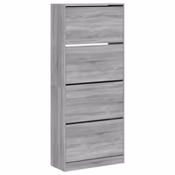 vidaXL Shoe Cabinet with 4 Flip-Drawers Shoe Storage Shelf Shoe Rack Cupboard - grey sonoma, 80 x 34 x 187.5 cm