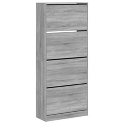 vidaXL Shoe Cabinet with 4 Flip-Drawers Shoe Storage Shelf Shoe Rack Cupboard - grey sonoma, 80 x 34 x 187.5 cm