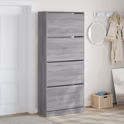 vidaXL Shoe Cabinet with 4 Flip-Drawers Shoe Storage Shelf Shoe Rack Cupboard - grey sonoma, 80 x 34 x 187.5 cm