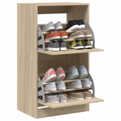 vidaXL Shoe Cabinet with 2 Flip-Drawers Shoe Storage Shelf Rack Sonoma Oak