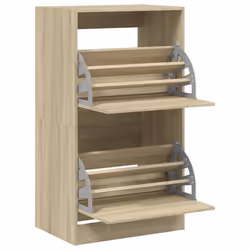 vidaXL Shoe Cabinet with 2 Flip-Drawers Shoe Storage Shelf Rack Sonoma Oak - Additional view 4