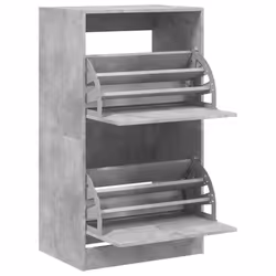 vidaXL Shoe Cabinet with 4 Flip-Drawers Shoe Storage Shelf Shoe Rack Cupboard - concrete grey, 60 x 42 x 108 cm - Additional view 4