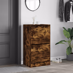 vidaXL Shoe Cabinet with 4 Flip-Drawers Shoe Storage Shelf Shoe Rack Cupboard - smoked oak, 60 x 42 x 108 cm - Additional view 2