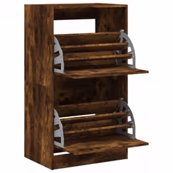 vidaXL Shoe Cabinet with 4 Flip-Drawers Shoe Storage Shelf Shoe Rack Cupboard - smoked oak, 60 x 42 x 108 cm - Additional view 4