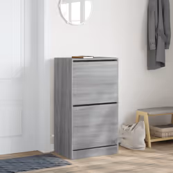vidaXL Shoe Cabinet with 4 Flip-Drawers Shoe Storage Shelf Shoe Rack Cupboard - grey sonoma, 60 x 42 x 108 cm - Additional view 2