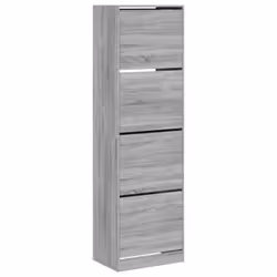 vidaXL Shoe Cabinet with 4 Flip-Drawers Shoe Storage Shelf Shoe Rack Cupboard - grey sonoma, 60 x 42 x 204 cm