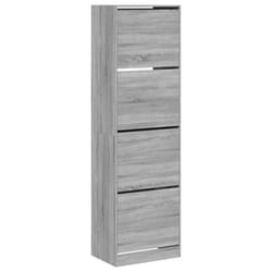 vidaXL Shoe Cabinet with 4 Flip-Drawers Shoe Storage Shelf Shoe Rack Cupboard - grey sonoma, 60 x 42 x 204 cm