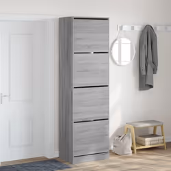 vidaXL Shoe Cabinet with 4 Flip-Drawers Shoe Storage Shelf Shoe Rack Cupboard - grey sonoma, 60 x 42 x 204 cm