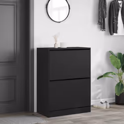 vidaXL Shoe Cabinet with 4 Flip-Drawers Shoe Storage Shelf Shoe Rack Cupboard - black, 80 x 42 x 108 cm