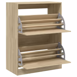 vidaXL Shoe Cabinet with 4 Flip-Drawers Shoe Storage Shelf Shoe Rack Cupboard - sonoma oak, 80 x 42 x 108 cm - Additional view 4