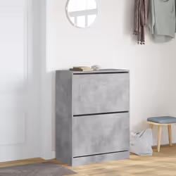 vidaXL Shoe Cabinet with 4 Flip-Drawers Shoe Storage Shelf Shoe Rack Cupboard - concrete grey, 80 x 42 x 108 cm - Additional view 2