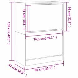 vidaXL Shoe Cabinet with 4 Flip-Drawers Shoe Storage Shelf Shoe Rack Cupboard - concrete grey, 80 x 42 x 108 cm - Additional view 3