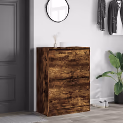 vidaXL Shoe Cabinet with 4 Flip-Drawers Shoe Storage Shelf Shoe Rack Cupboard - smoked oak, 80 x 42 x 108 cm