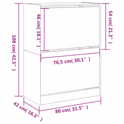 vidaXL Shoe Cabinet with 4 Flip-Drawers Shoe Storage Shelf Shoe Rack Cupboard - smoked oak, 80 x 42 x 108 cm