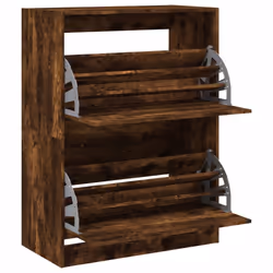 vidaXL Shoe Cabinet with 4 Flip-Drawers Shoe Storage Shelf Shoe Rack Cupboard - smoked oak, 80 x 42 x 108 cm - Additional view 4