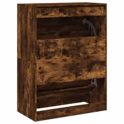 vidaXL Shoe Cabinet with 4 Flip-Drawers Shoe Storage Shelf Shoe Rack Cupboard - smoked oak, 80 x 42 x 108 cm - Additional view 7
