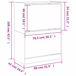 vidaXL Shoe Cabinet with 4 Flip-Drawers Shoe Storage Shelf Shoe Rack Cupboard - grey sonoma, 80 x 42 x 108 cm