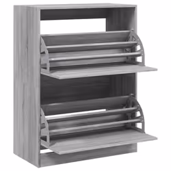 vidaXL Shoe Cabinet with 4 Flip-Drawers Shoe Storage Shelf Shoe Rack Cupboard - grey sonoma, 80 x 42 x 108 cm - Additional view 4