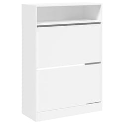 vidaXL Shoe Cabinet with 2 Flip-Drawers Shoe Storage Shelf Shoe Rack Cupboard - white, 80 x 34 x 116 cm