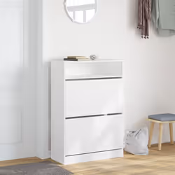 vidaXL Shoe Cabinet with 2 Flip-Drawers Shoe Storage Shelf Shoe Rack Cupboard - white, 80 x 34 x 116 cm