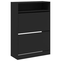 vidaXL Shoe Cabinet with 2 Flip-Drawers Shoe Storage Shelf Shoe Rack Cupboard - black, 80 x 34 x 116 cm