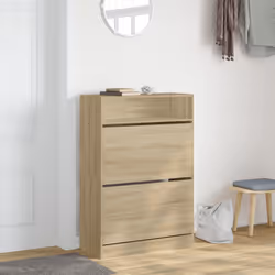 vidaXL Shoe Cabinet with 2 Flip-Drawers Shoe Storage Shelf Shoe Rack Cupboard - sonoma oak, 80 x 34 x 116 cm