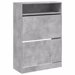 vidaXL Shoe Cabinet with 2 Flip-Drawers Shoe Storage Shelf Shoe Rack Cupboard - concrete grey, 80 x 34 x 116 cm