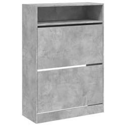 vidaXL Shoe Cabinet with 2 Flip-Drawers Shoe Storage Shelf Shoe Rack Cupboard - concrete grey, 80 x 34 x 116 cm