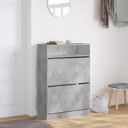 vidaXL Shoe Cabinet with 2 Flip-Drawers Shoe Storage Shelf Shoe Rack Cupboard - concrete grey, 80 x 34 x 116 cm