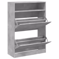 vidaXL Shoe Cabinet with 2 Flip-Drawers Shoe Storage Shelf Shoe Rack Cupboard - concrete grey, 80 x 34 x 116 cm - Additional view 4
