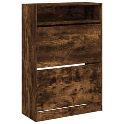 vidaXL Shoe Cabinet with 2 Flip-Drawers Shoe Storage Shelf Shoe Rack Cupboard - smoked oak, 80 x 34 x 116 cm