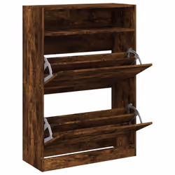 vidaXL Shoe Cabinet with 2 Flip-Drawers Shoe Storage Shelf Shoe Rack Cupboard - smoked oak, 80 x 34 x 116 cm - Additional view 4