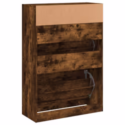vidaXL Shoe Cabinet with 2 Flip-Drawers Shoe Storage Shelf Shoe Rack Cupboard - smoked oak, 80 x 34 x 116 cm - Additional view 7