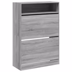 vidaXL Shoe Cabinet with 2 Flip-Drawers Shoe Storage Shelf Shoe Rack Cupboard - grey sonoma, 80 x 34 x 116 cm