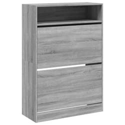 vidaXL Shoe Cabinet with 2 Flip-Drawers Shoe Storage Shelf Shoe Rack Cupboard - grey sonoma, 80 x 34 x 116 cm