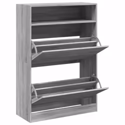 vidaXL Shoe Cabinet with 2 Flip-Drawers Shoe Storage Shelf Shoe Rack Cupboard - grey sonoma, 80 x 34 x 116 cm - Additional view 4