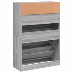 vidaXL Shoe Cabinet with 2 Flip-Drawers Shoe Storage Shelf Shoe Rack Cupboard - grey sonoma, 80 x 34 x 116 cm - Additional view 7
