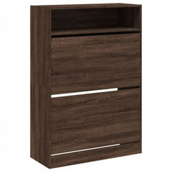 vidaXL Shoe Cabinet with 2 Flip-Drawers Shoe Storage Shelf Shoe Rack Cupboard - brown oak, 80 x 34 x 116 cm