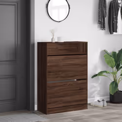 vidaXL Shoe Cabinet with 2 Flip-Drawers Shoe Storage Shelf Shoe Rack Cupboard - brown oak, 80 x 34 x 116 cm