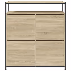 vidaXL Shoe Cabinet with 4 Flip-Drawers Shoe Storage Shelf Rack Grey Sonoma - sonoma oak, 100 x 34 x 112 cm - Additional view 5