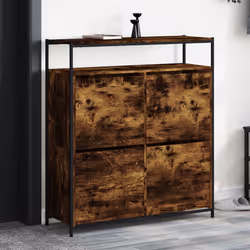 vidaXL Shoe Cabinet with 4 Flip-Drawers Shoe Storage Shelf Rack Smoked Oak